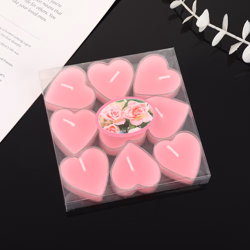 Чайные свечи Sweety Heart, 9 штук, розовый