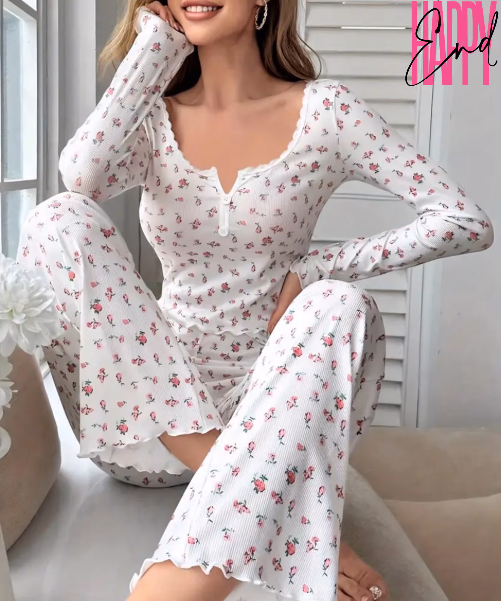 Пижама ROSE со штанами, белый, S