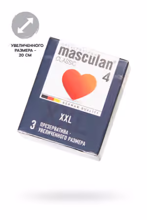 Презервативы Masculan, сlassic 4, XXL, латекс, увеличенного размера, 20 см, 5,5 см, 3 шт