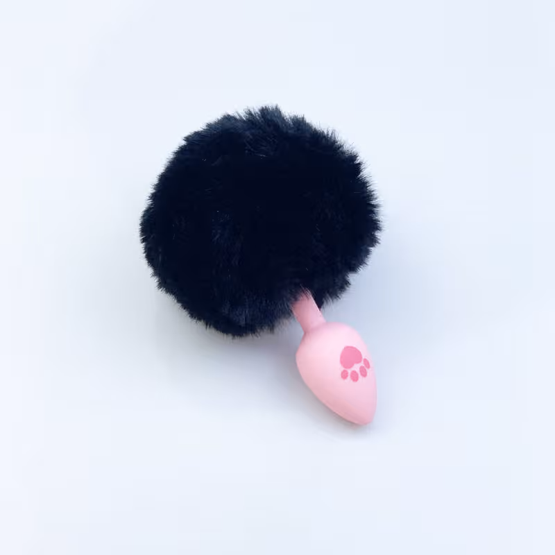 Анальная пробка с пушистым хвостиком и лапкой "CuteTail", 2,7 см, чёрный 