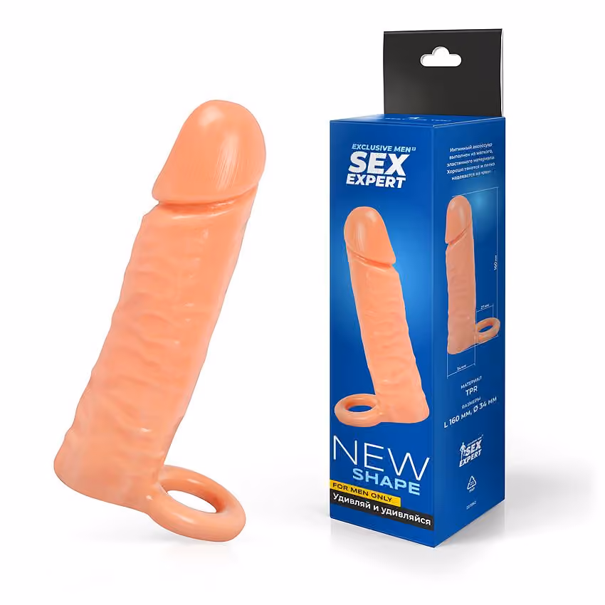 Насадка с кольцом для мошонки от Sex Expert, 16 см х 3,4 см 