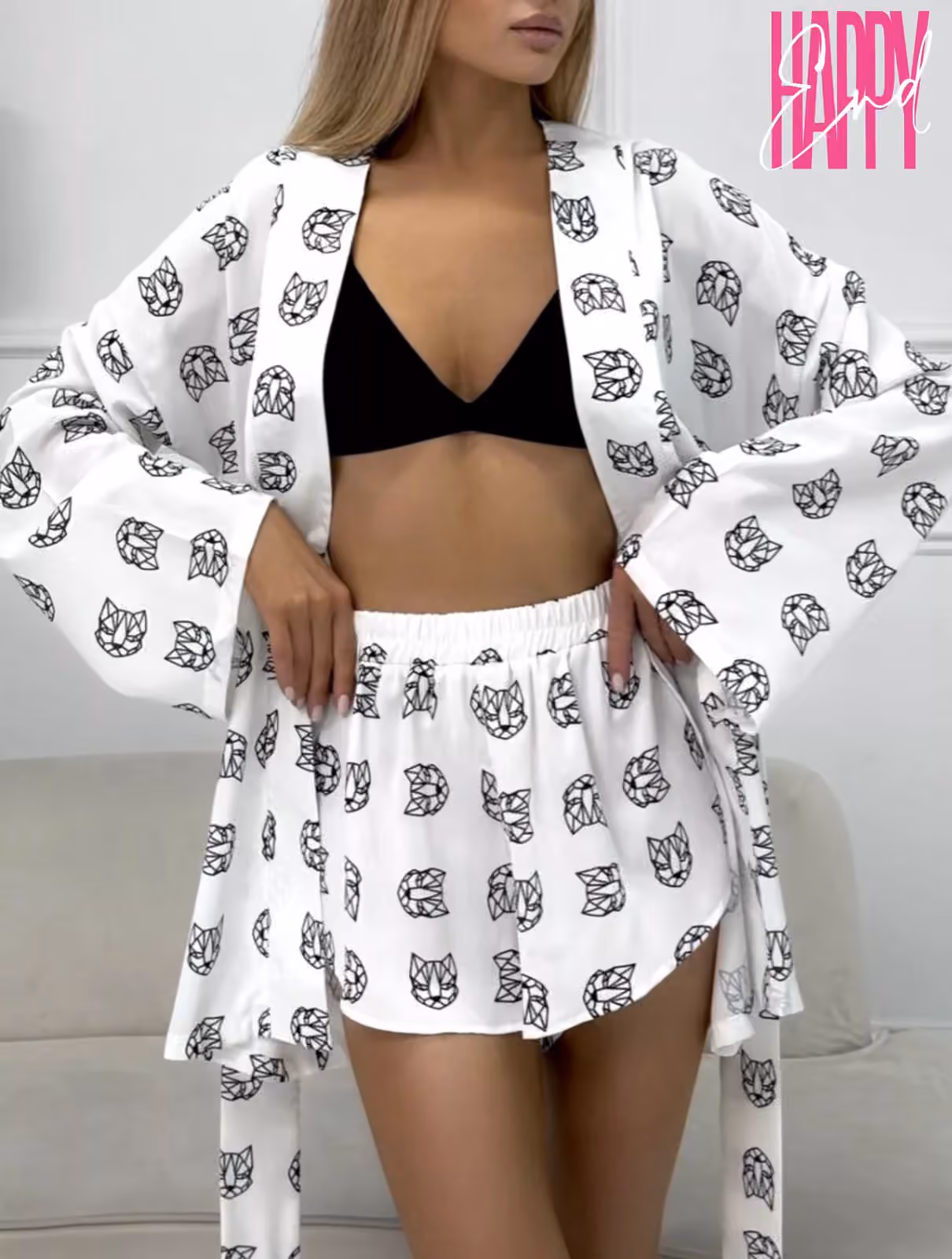 Пижамный костюм KIMONO с шортами, белый, S
