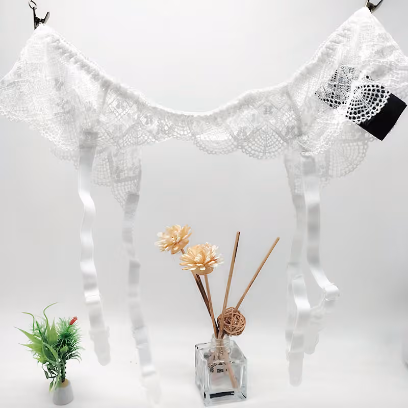 Кружевной пояс для чулок Lace Allure, One Size, белый
