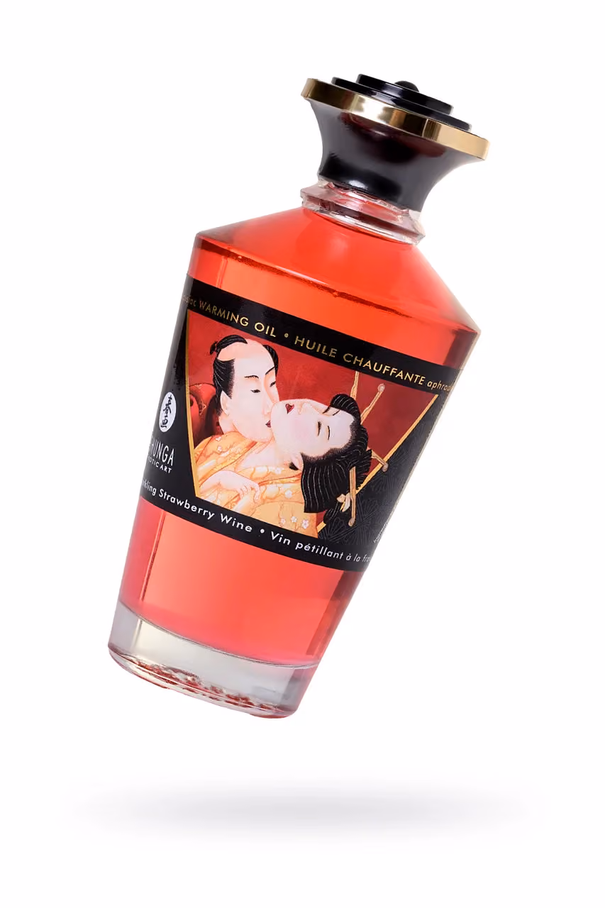 Масло для массажа Shunga Sparkling Strawberry Wine, разогревающее, клубника и шампанское, 100 мл