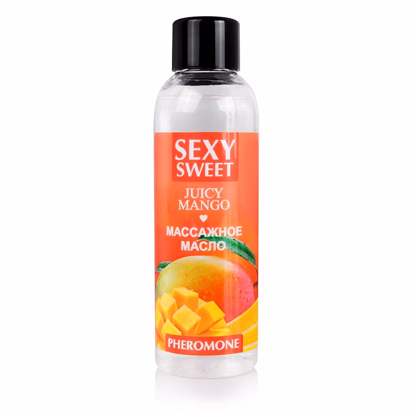 Массажное масло JUICY MANGO с феромонами, аромат манго, 75 мл 