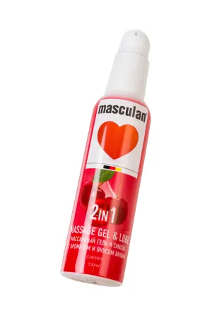 Массажный гель + смазка с ароматом вишни 2 в 1 от Masculan, 130 мл — купить в Астана