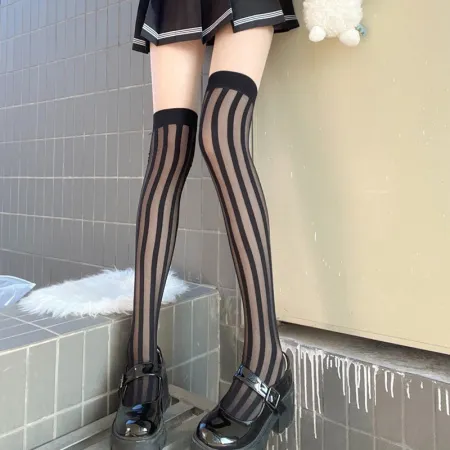 Чулки в сетчатую полоску, S-M — купить в Астана