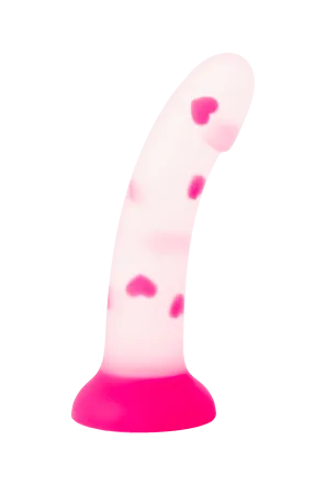 Прозрачный фаллоимитатор с сердечками, 16 см х 3,6 см  — купить в Астана