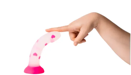 Прозрачный фаллоимитатор с сердечками, 16 см х 3,6 см  — купить в Астана 2