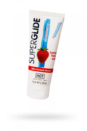 Съедобная смазка Hot Superglide, со вкусом клубники, на водной основе, 75 мл